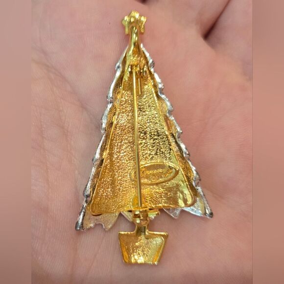 🎄🛍❤️ VINTAGE DANECRAFT Gold and Silver Christmas Tree Brooch - Picture 4 of 6